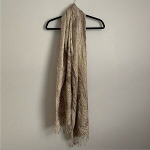 Collection Eighteen Scarf With Fringe Tan and Gold